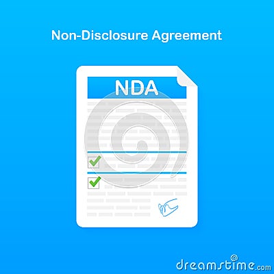 Signing NDA. Non disclosure agreement document. Vector illustration. Vector Illustration